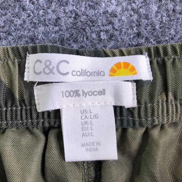 C&C California Pants Womens Large Green Camo Drawstring Lyocell Jogger Cargo - Picture 4 of 10
